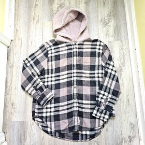 American Eagle Sherpa Hooded Flannel Top Small